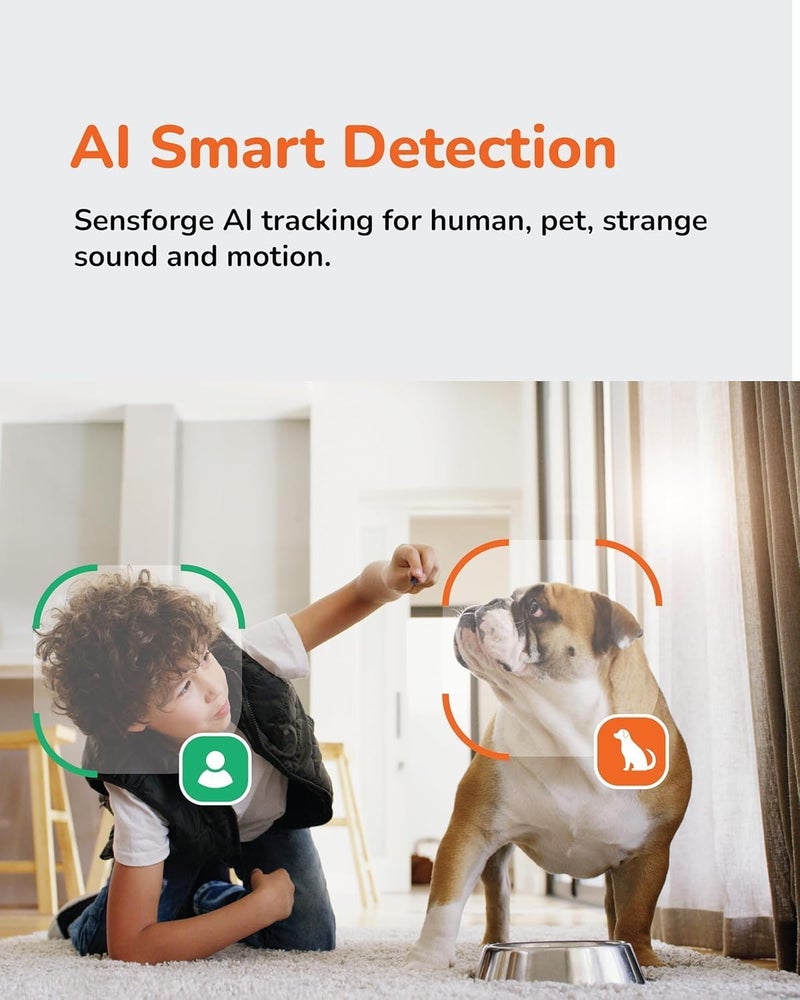 Sensforge 2.5K White Indoor Pan-Tilt Dome Security Camera (2-Pack), AI Human & Pet Detection, 360° Coverage, Two-Way Audio, Dual-Band Wi-Fi (2.4G/5G), 64GB SD Card Included, No Monthly Fees - Image 3
